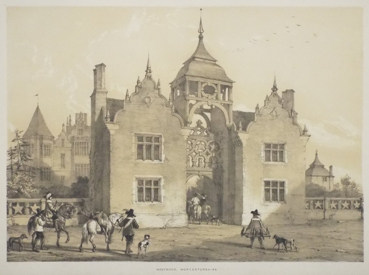 Lithograph - Westwood, Worcestershire - Nash